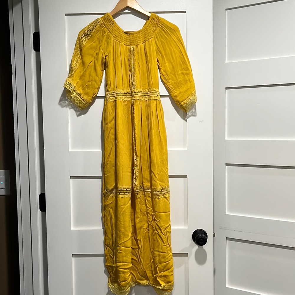 Yellow maxi dress.